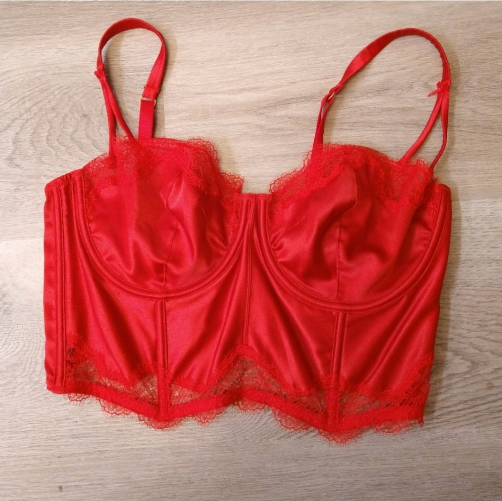 Victoria's Secret Dream Angels 36D Satin Lace Unlined Balconet Longline Bra